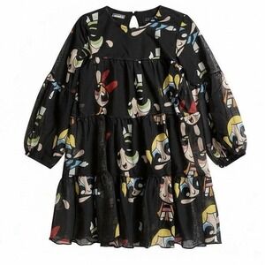 Desigual Girl's Size 3-4 Swing‎ Dress Powerpuff Girls AOP Cartoon Network Black